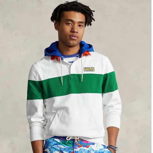 NEW Polo Ralph Lauren Men’s Rugby Shirt Sweatshirt Volleyball Patch Pullover M